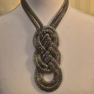 Grayce by Molly Sims Soft Mesh Chain Knot Design Necklace - Silver